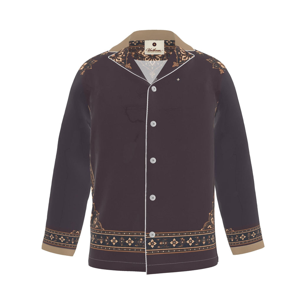 Aubergine Mosaic Luxury Pajama Shirt — original supplier front view