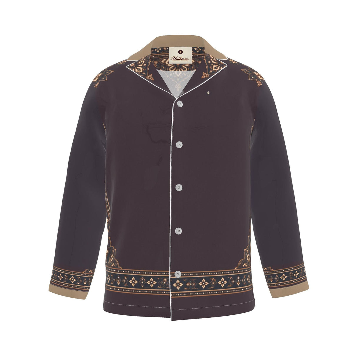 Aubergine Mosaic Luxury Pajama Shirt — original supplier front view