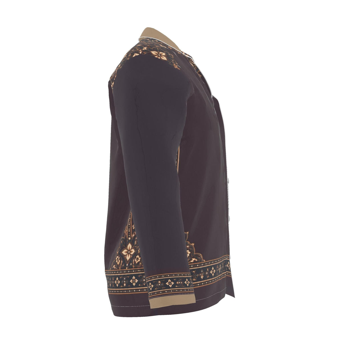 Aubergine Mosaic Luxury Pajama Shirt — original supplier side view