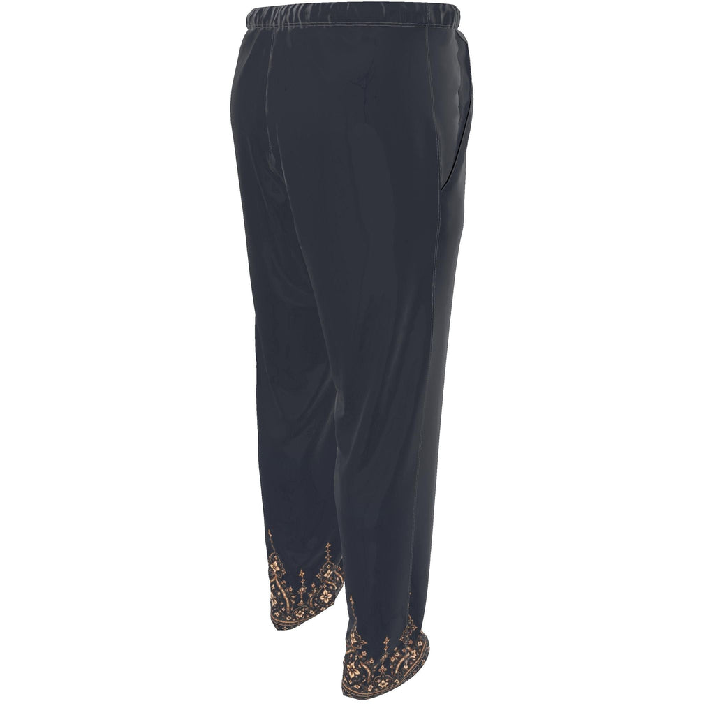 Aubergine Mosaic Luxury Pajama Trousers — original supplier rear angle view