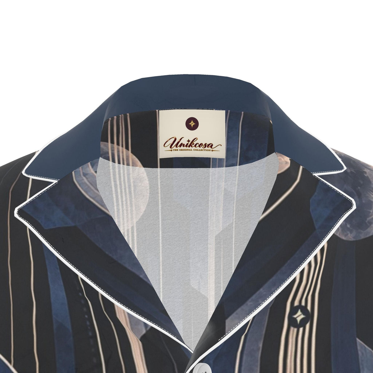 Nocturne Arcade Luxury Pajama Shirt — original supplier collar detail view