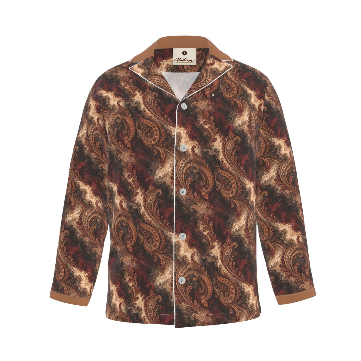Ember Paisley Luxury Pajama Shirt — original supplier front view