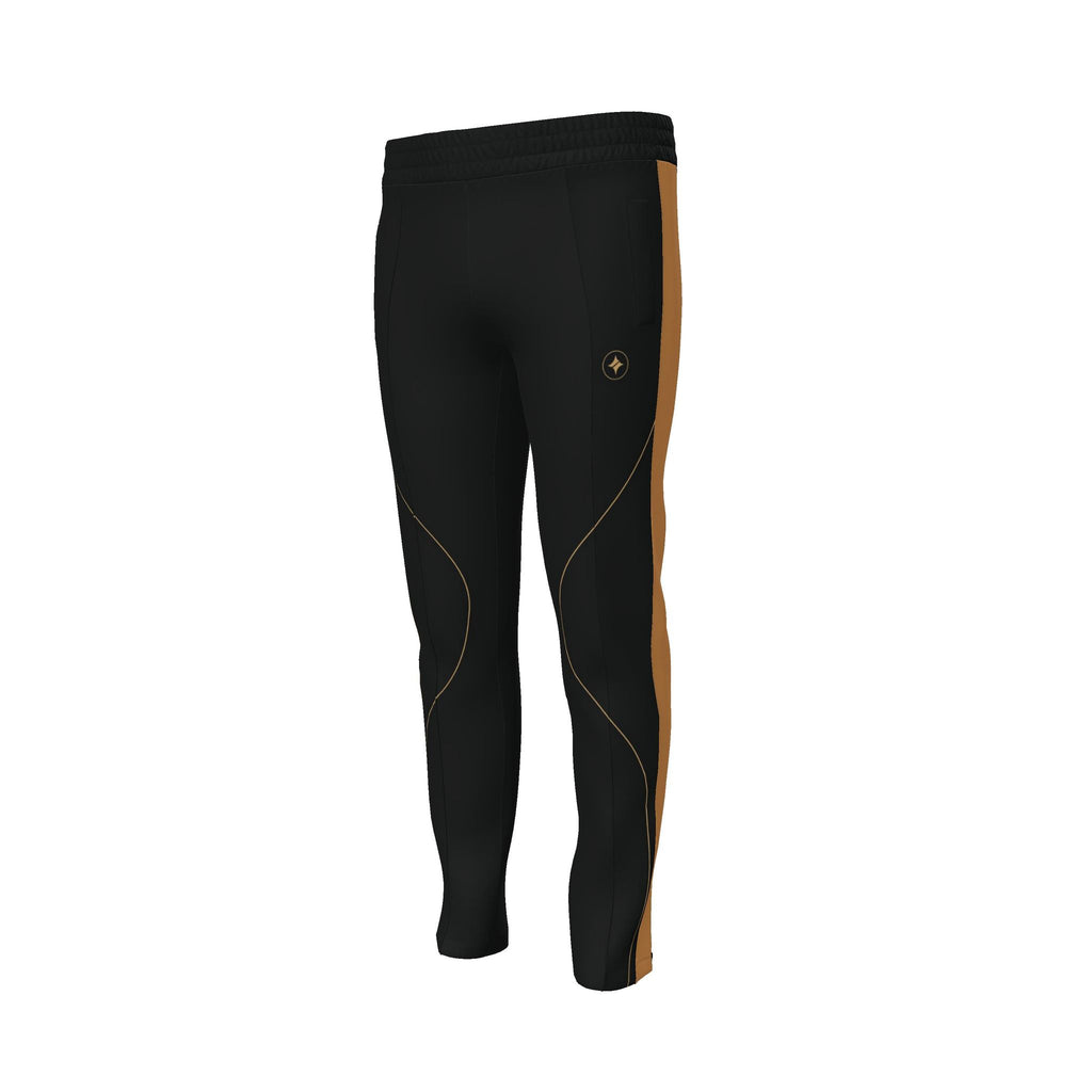 Black Copper Luxury Rox Jersey Track Pants by UNIKCOSA — original supplier garment view 1