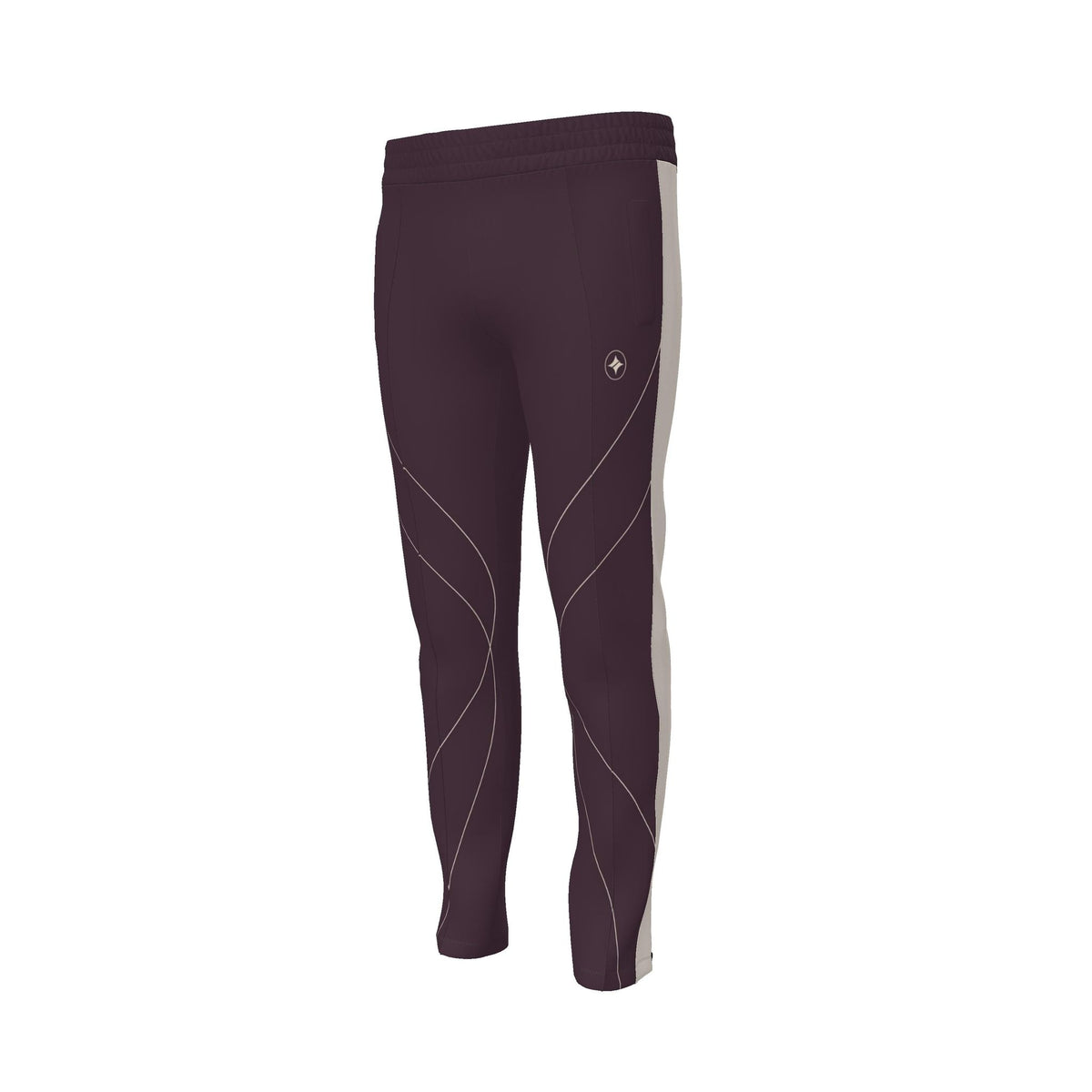 Plum Silver Luxury Rox Jersey Track Pants by UNIKCOSA — original supplier garment view 1