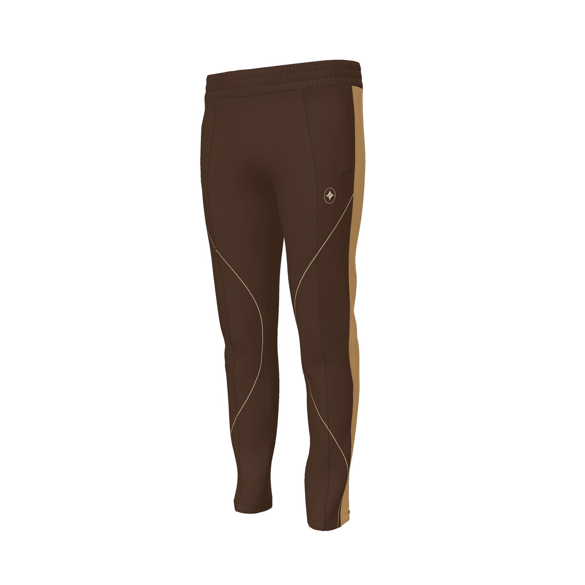 Mocha Caramel Luxury Rox Jersey Track Pants by UNIKCOSA — original supplier garment view 1