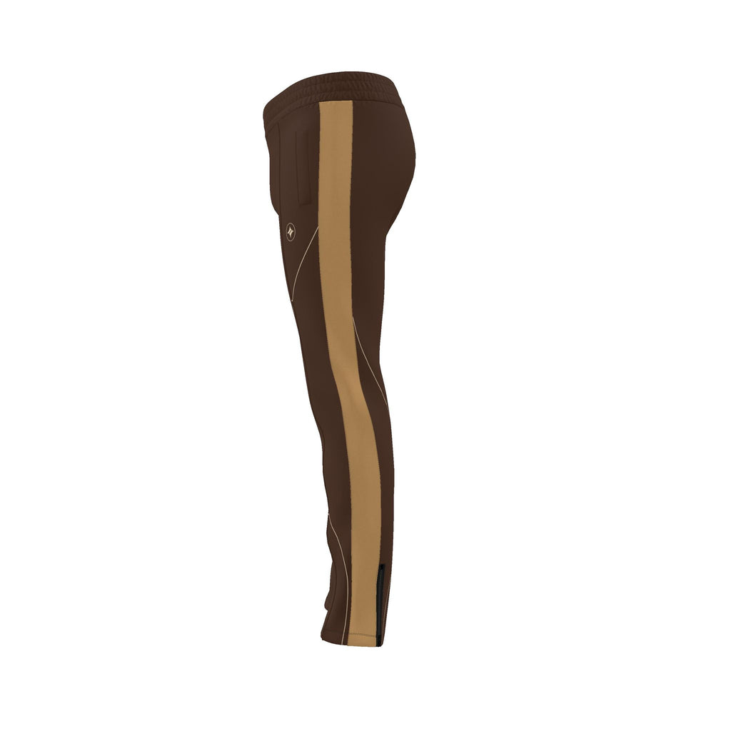 Mocha Caramel Luxury Rox Jersey Track Pants by UNIKCOSA — original supplier garment view 6