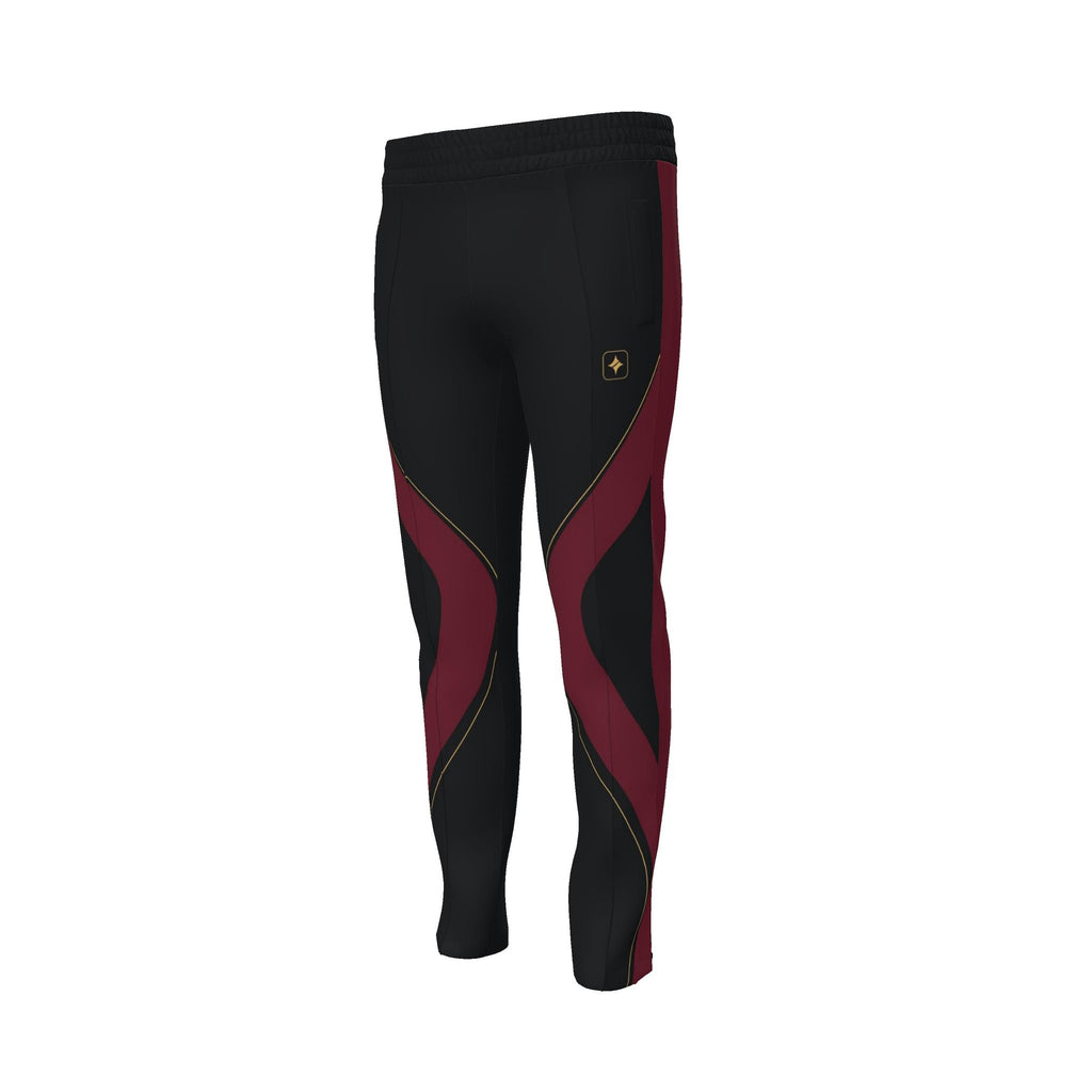 Black Cherry Luxury Rox Jersey Track Pants by UNIKCOSA — original supplier garment view 1