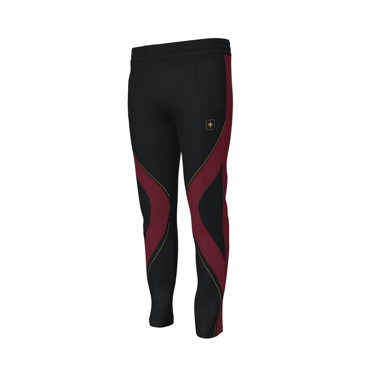 Black Cherry Luxury Rox Jersey Track Pants by UNIKCOSA — original supplier garment view 1