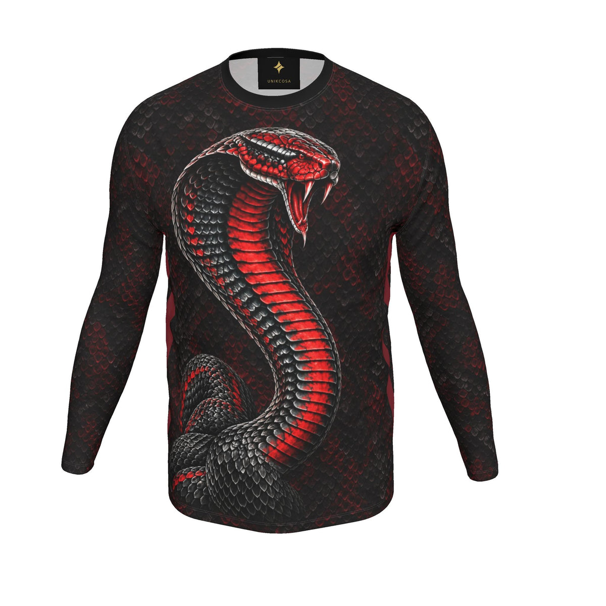 Cobra Elite Luxury Long Sleeve T-Shirt by UNIKCOSA, final garment front three-quarter view
