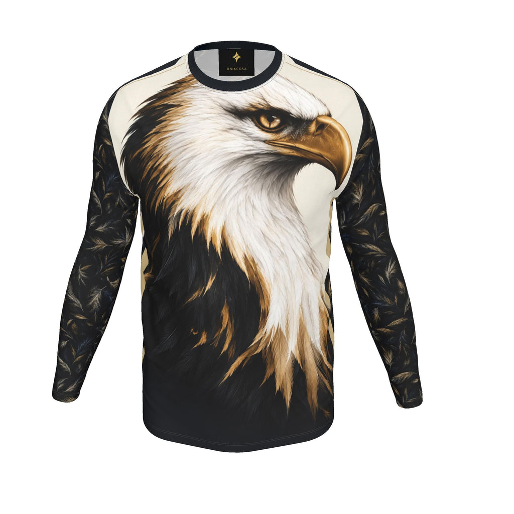Ivory Eagle Luxury Long Sleeve T-Shirt by UNIKCOSA, final garment front three-quarter view