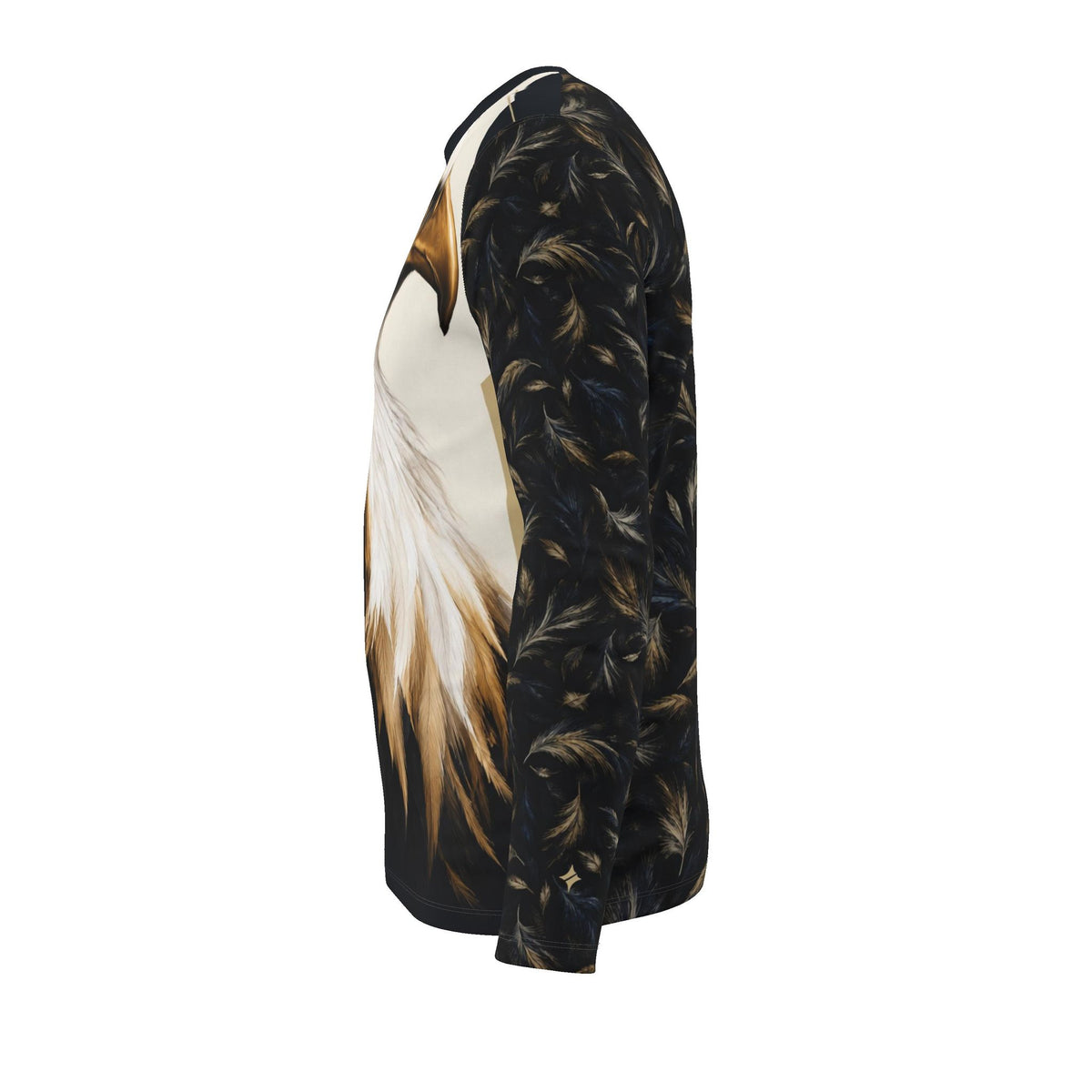 Ivory Eagle Luxury Long Sleeve T-Shirt by UNIKCOSA, final garment left side view