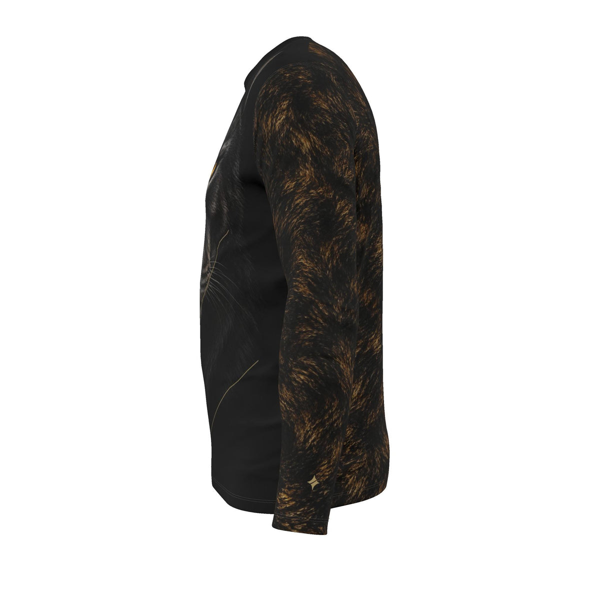 Golden Panther Linework Luxury Long Sleeve T-Shirt by UNIKCOSA, final garment left side view