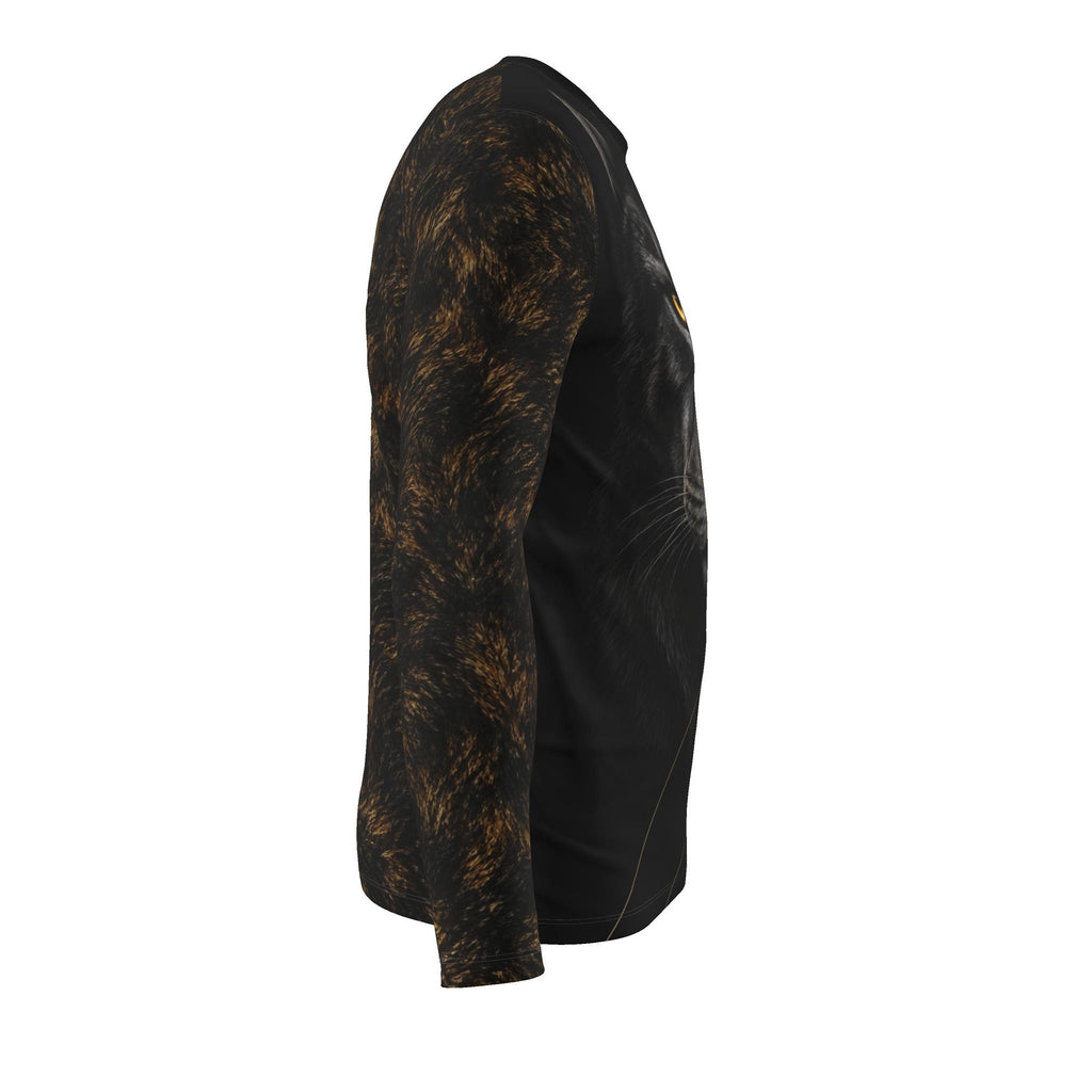 Golden Panther Linework Luxury Long Sleeve T-Shirt by UNIKCOSA, final garment right side view