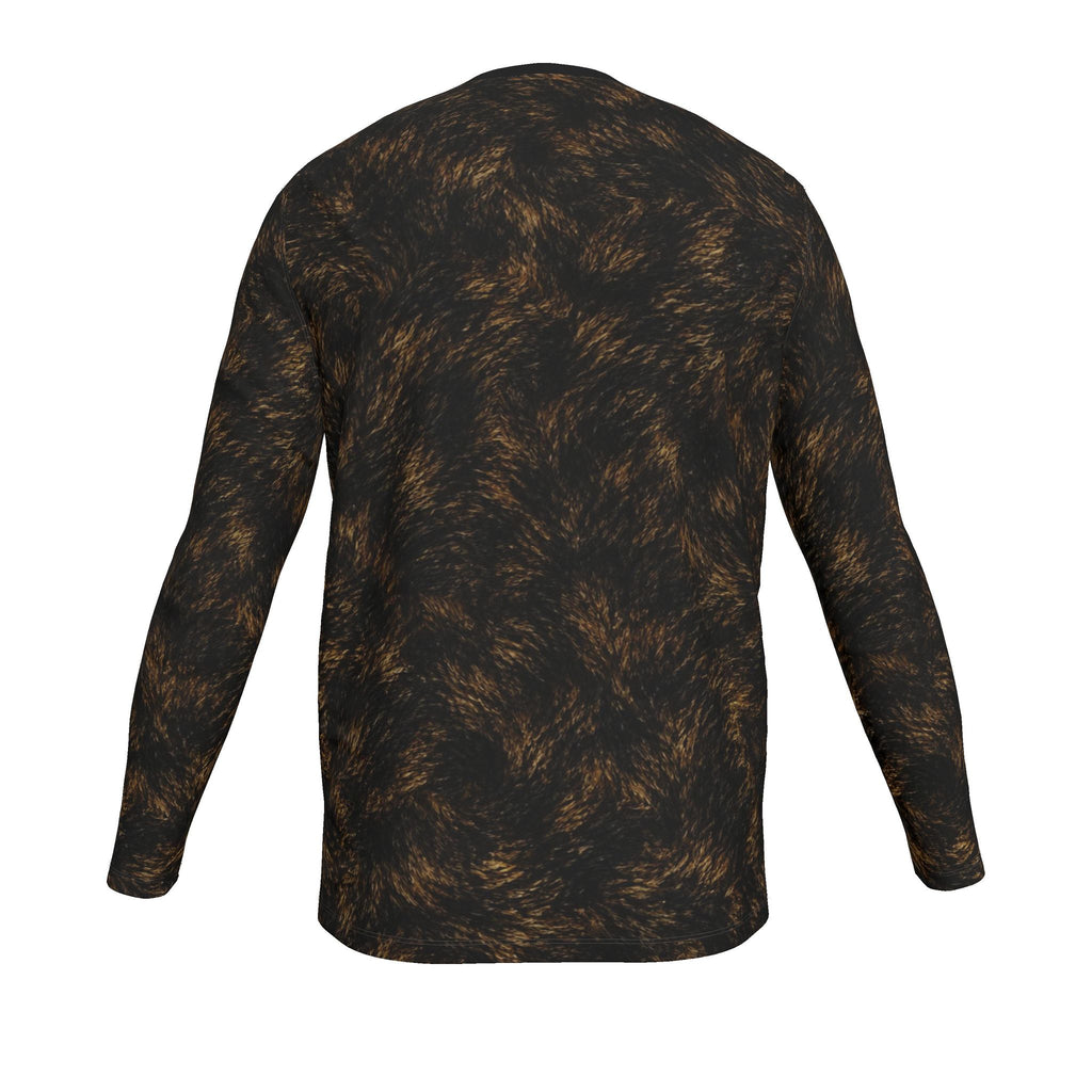 Golden Panther Linework Luxury Long Sleeve T-Shirt by UNIKCOSA, final garment back view