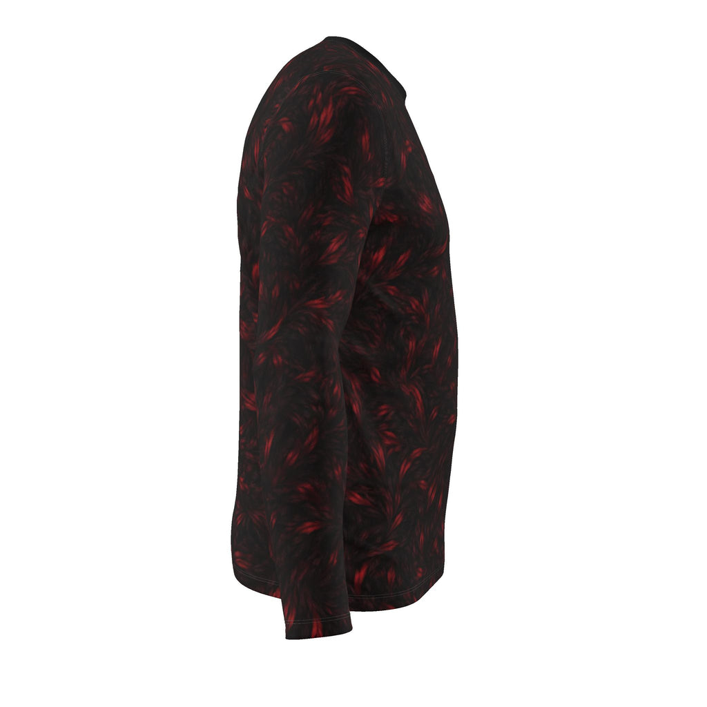 Crimson Frame Luxury Long Sleeve T-Shirt by UNIKCOSA, final garment right side view