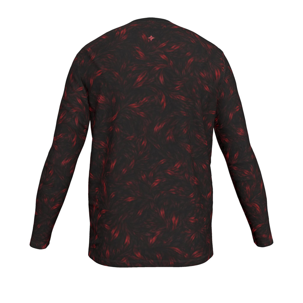 Crimson Frame Luxury Long Sleeve T-Shirt by UNIKCOSA, final garment back view