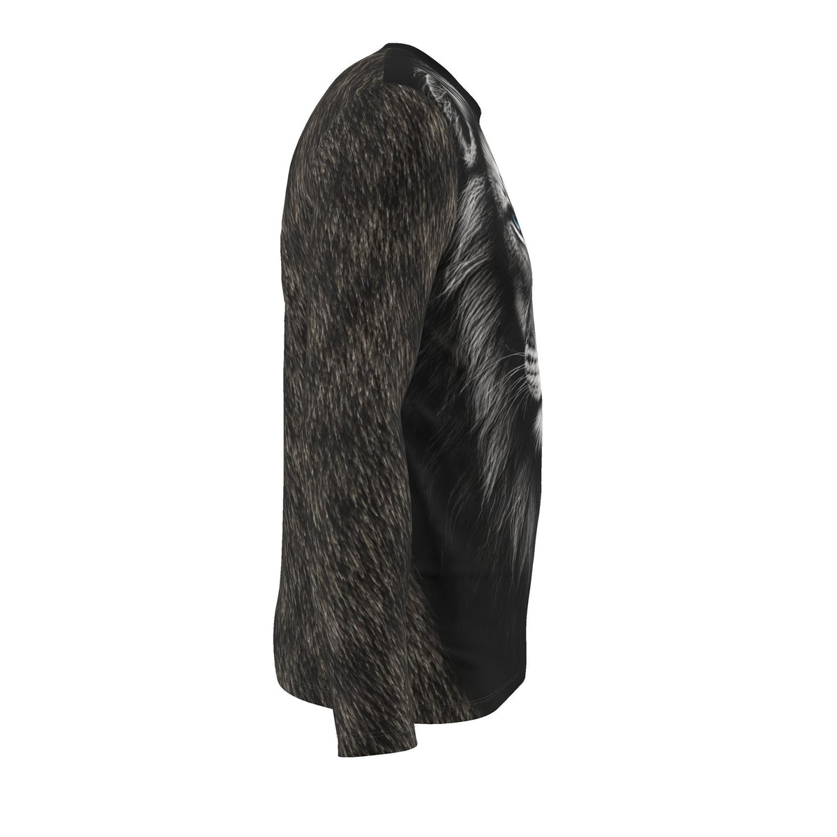 Silver Lion Luxury Long Sleeve T-Shirt by UNIKCOSA, final garment right side view