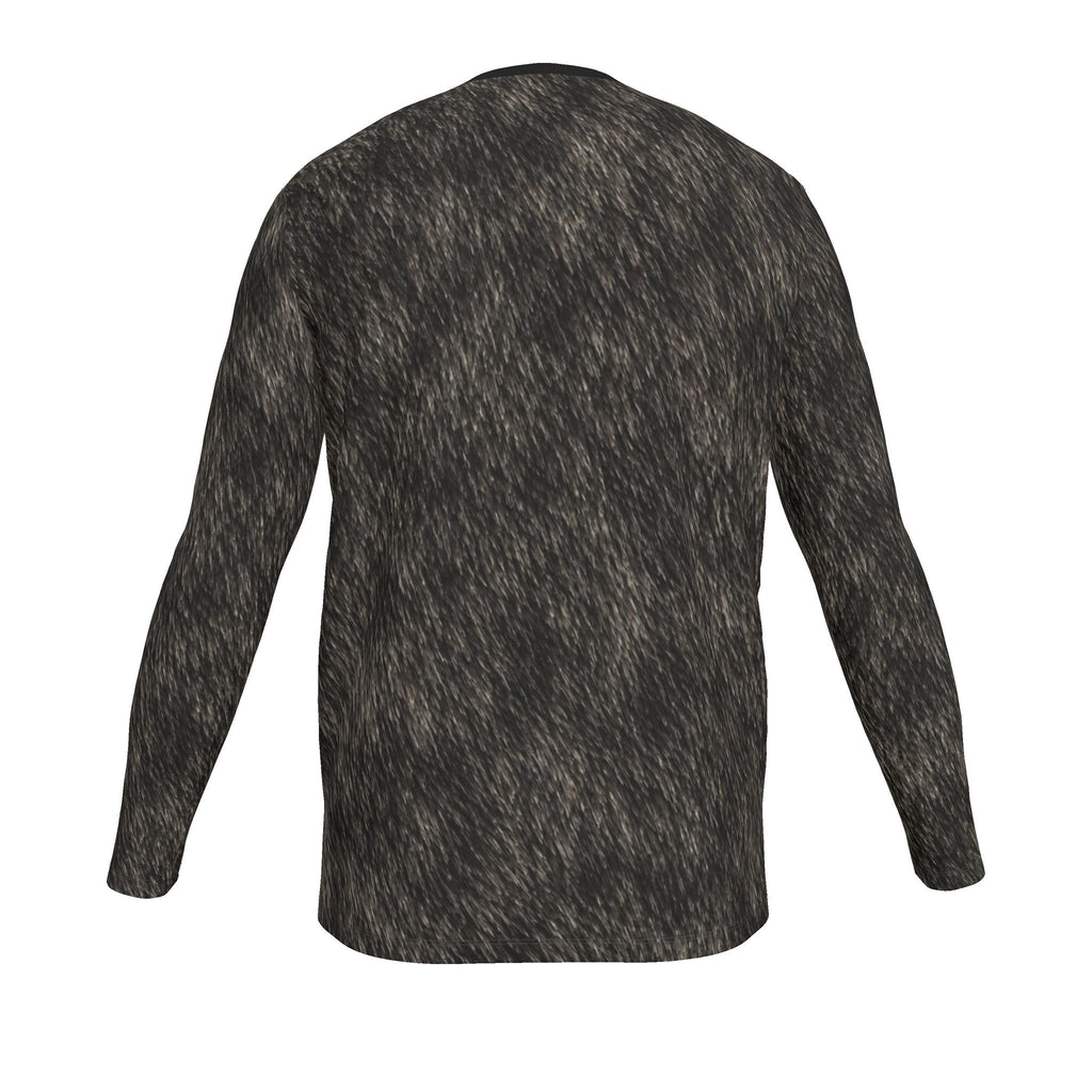Silver Lion Luxury Long Sleeve T-Shirt by UNIKCOSA, final garment back view