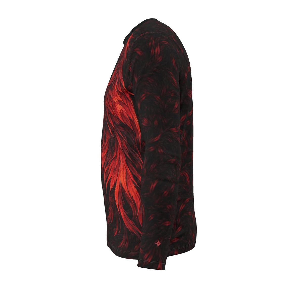 Fire Phoenix Luxury Long Sleeve T-Shirt by UNIKCOSA, final garment left side view