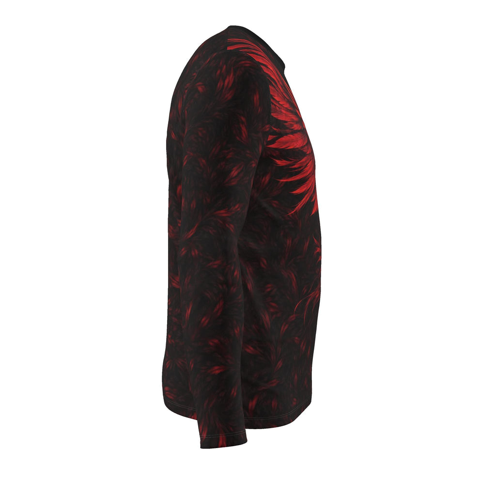 Fire Phoenix Luxury Long Sleeve T-Shirt by UNIKCOSA, final garment right side view