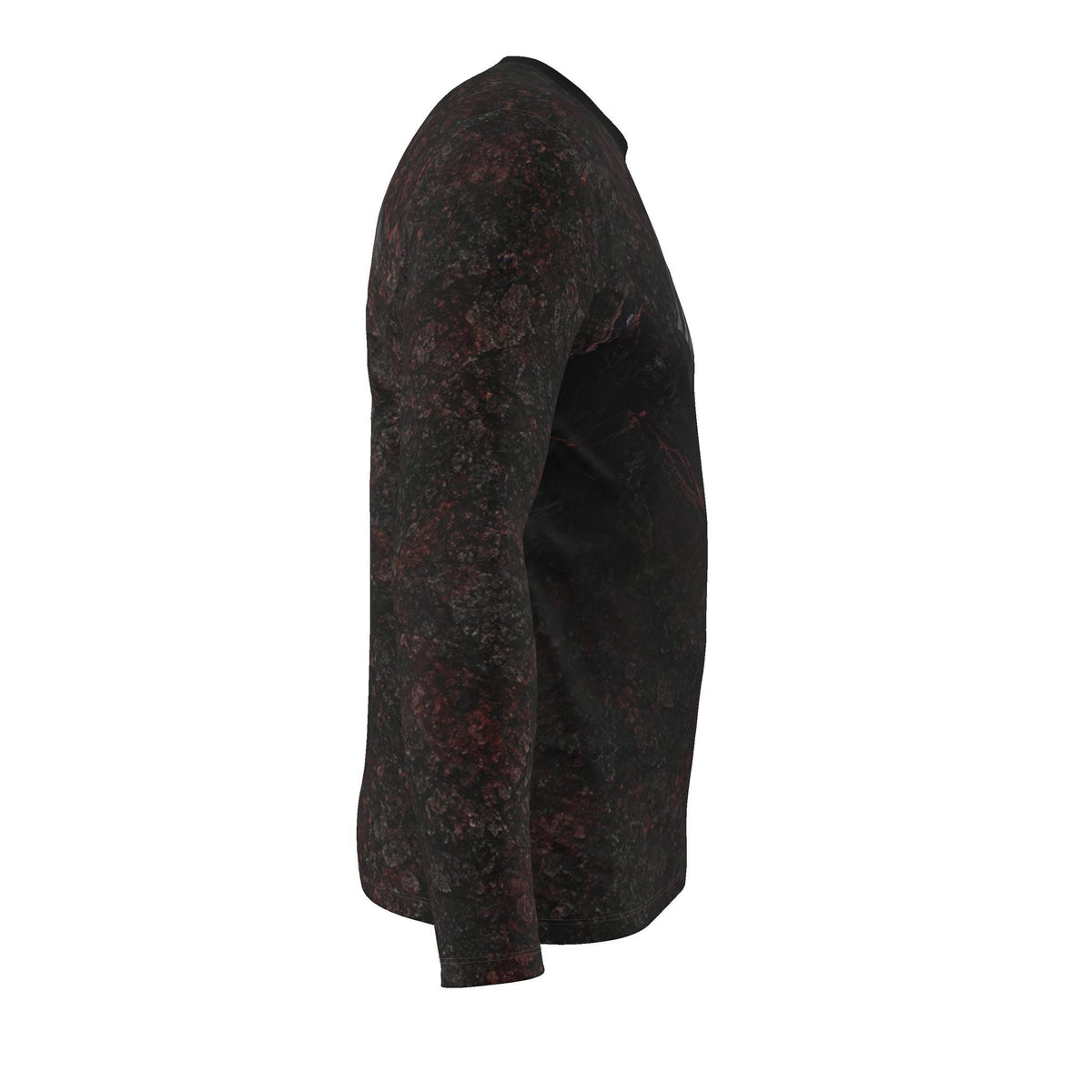 Crimson Ridge Luxury Long Sleeve T-Shirt by UNIKCOSA, final garment right side view