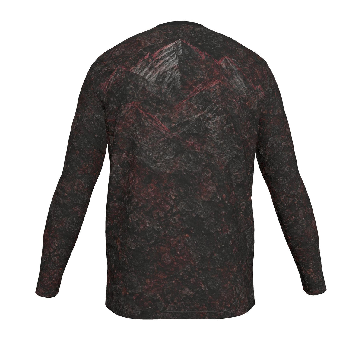 Crimson Ridge Luxury Long Sleeve T-Shirt by UNIKCOSA, final garment back view