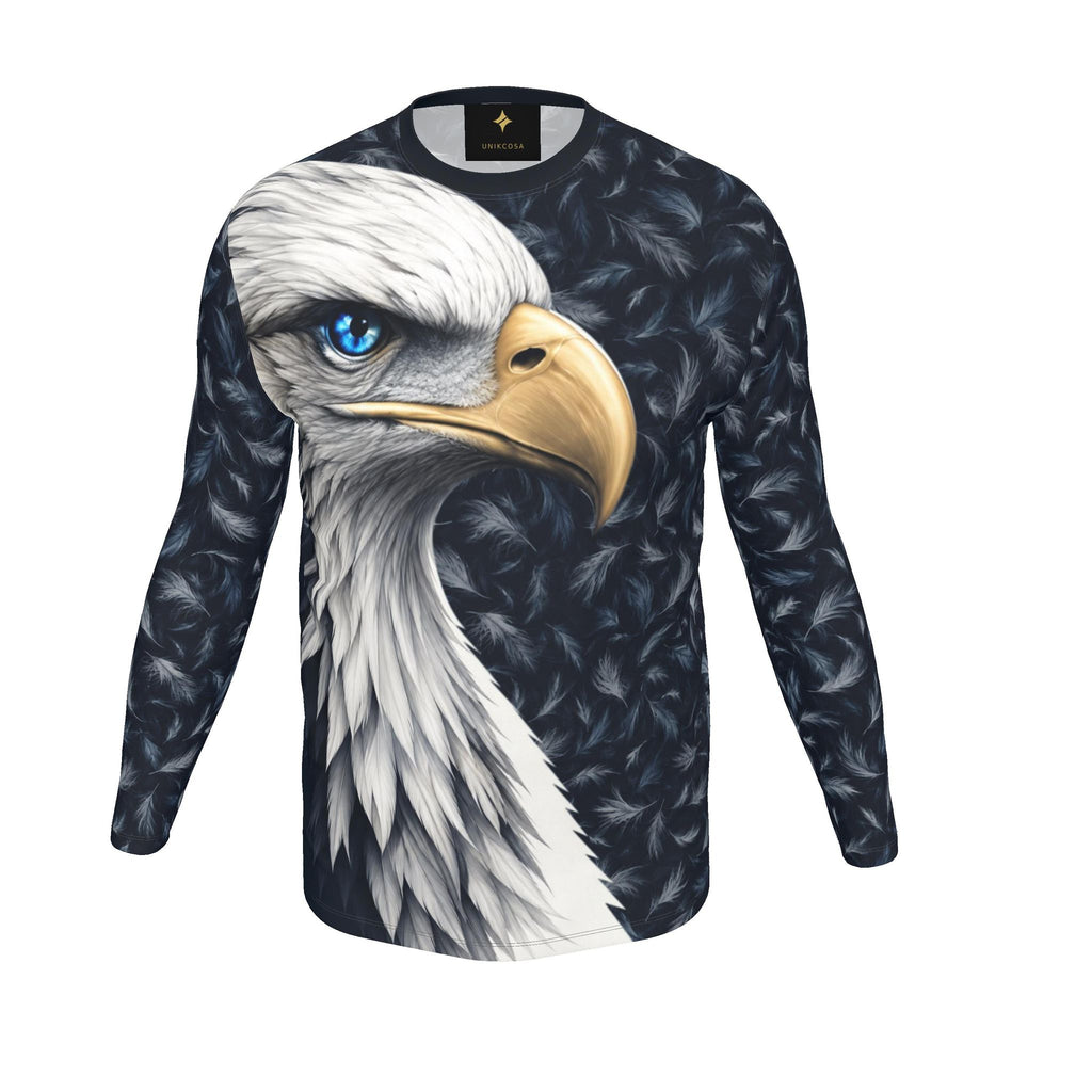 Frost Eagle Luxury Long Sleeve T-Shirt by UNIKCOSA, final garment front three-quarter view