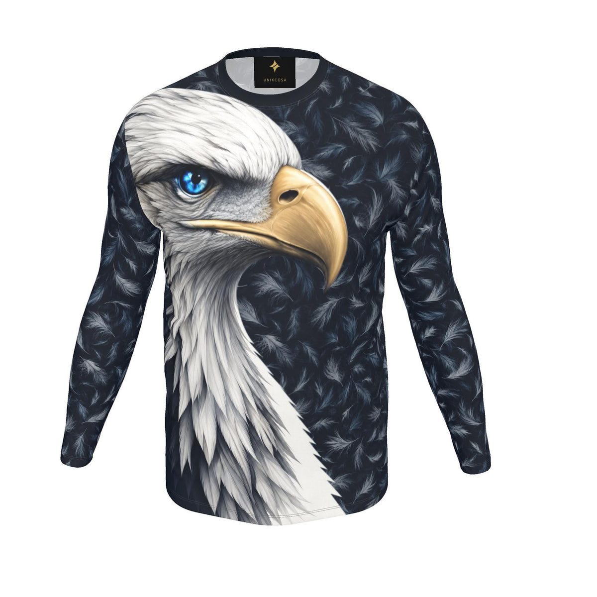 Frost Eagle Luxury Long Sleeve T-Shirt by UNIKCOSA, final garment front three-quarter view