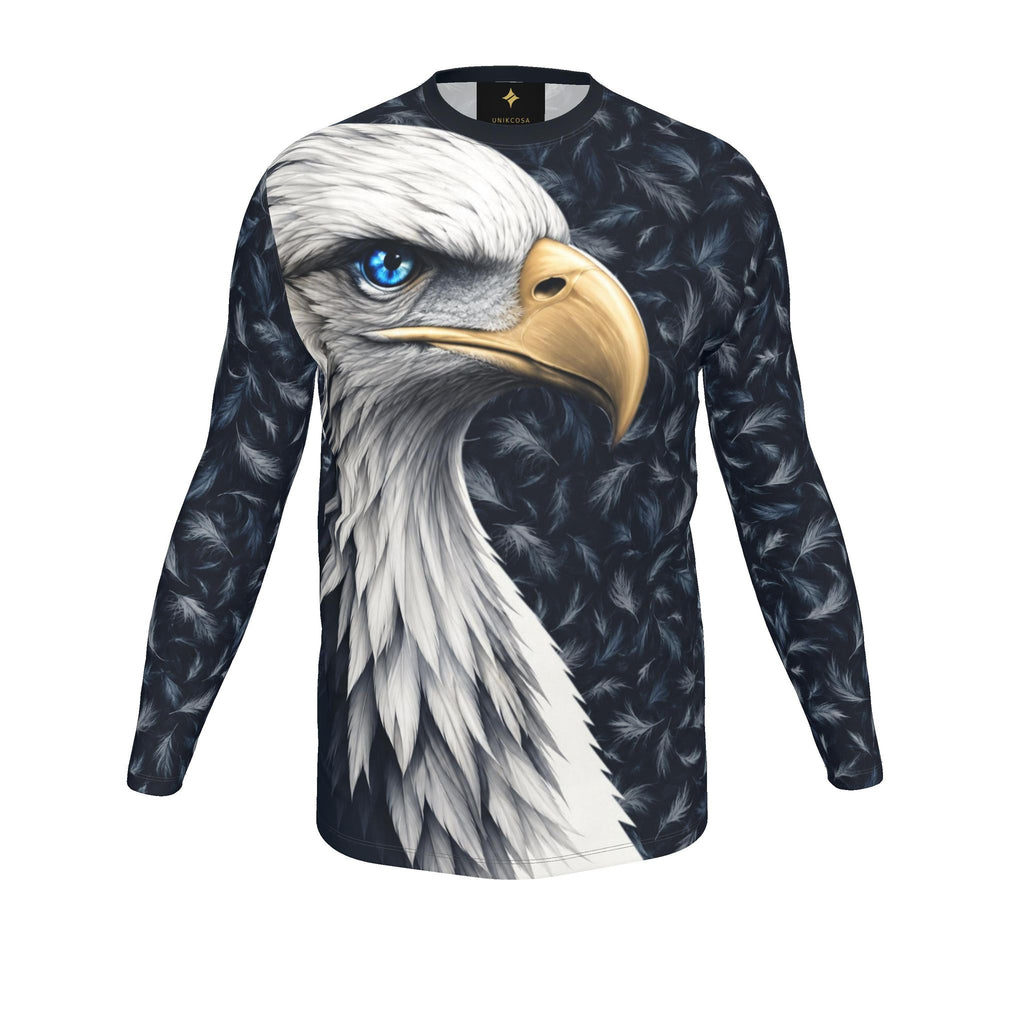 Frost Eagle Luxury Long Sleeve T-Shirt by UNIKCOSA, final garment front view