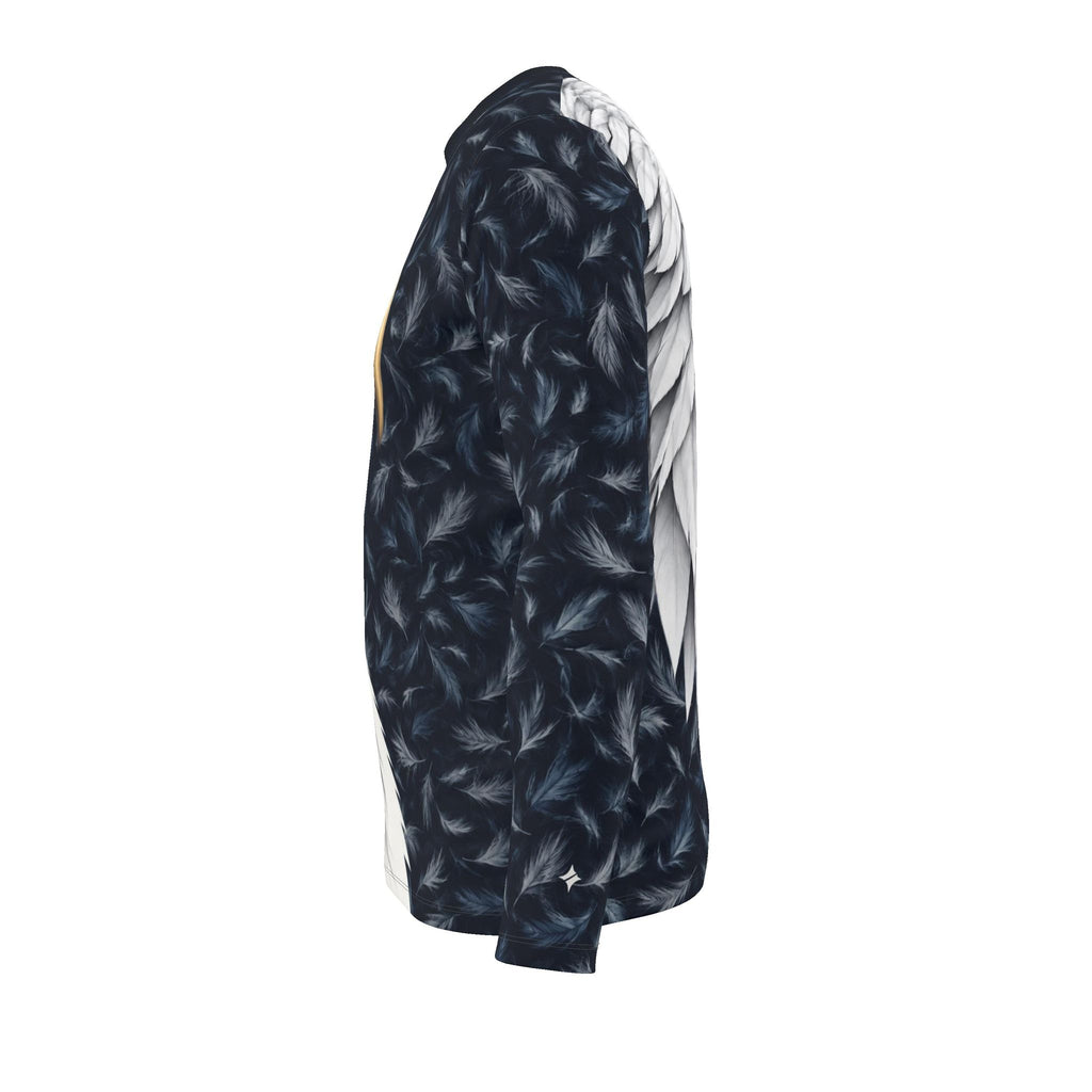 Frost Eagle Luxury Long Sleeve T-Shirt by UNIKCOSA, final garment left side view