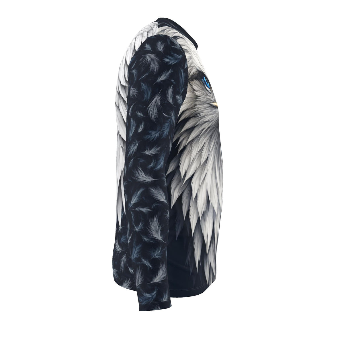 Frost Eagle Luxury Long Sleeve T-Shirt by UNIKCOSA, final garment right side view