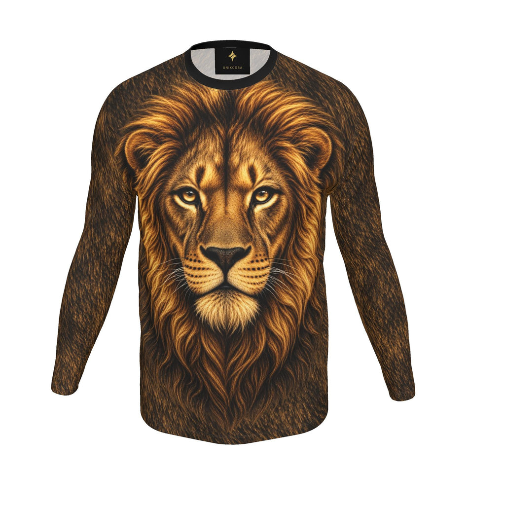 Royal Amber Luxury Long Sleeve T-Shirt by UNIKCOSA, final garment front three-quarter view