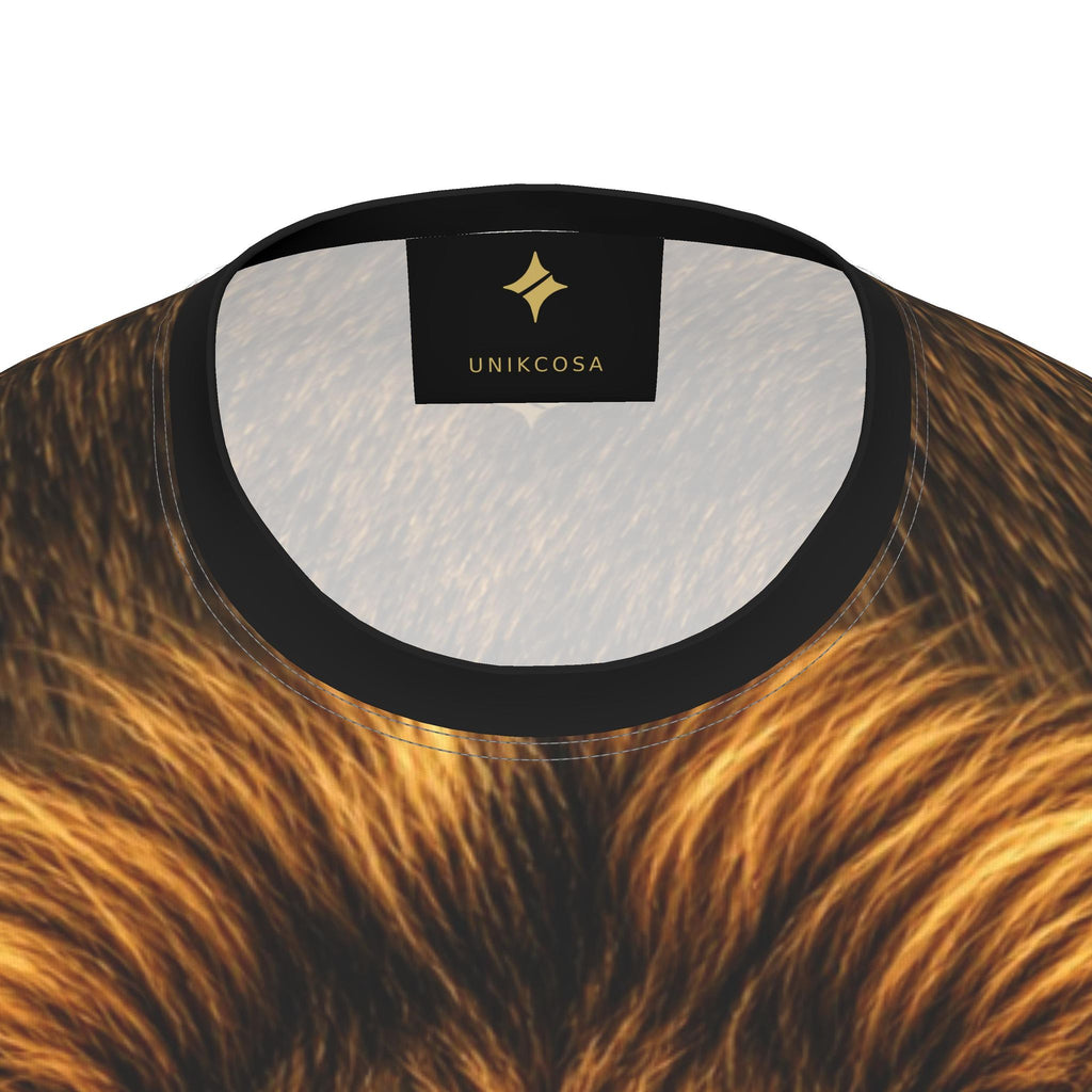 Royal Amber Luxury Long Sleeve T-Shirt by UNIKCOSA, final garment neckline close-up view