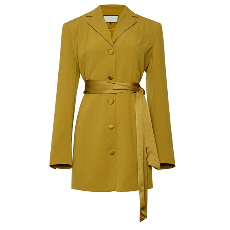 UNIKCOSA Velora Yellow Belted Big Size Blazer Dress 💫