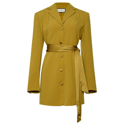 UNIKCOSA Velora Yellow Belted Big Size Blazer Dress 💫