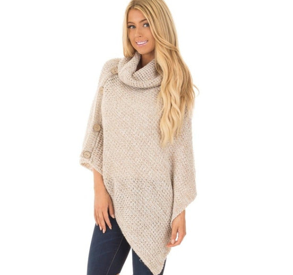 UNIKCOSA ÉlanTurt Women’s Knitted Turtleneck Cloak Sweater
