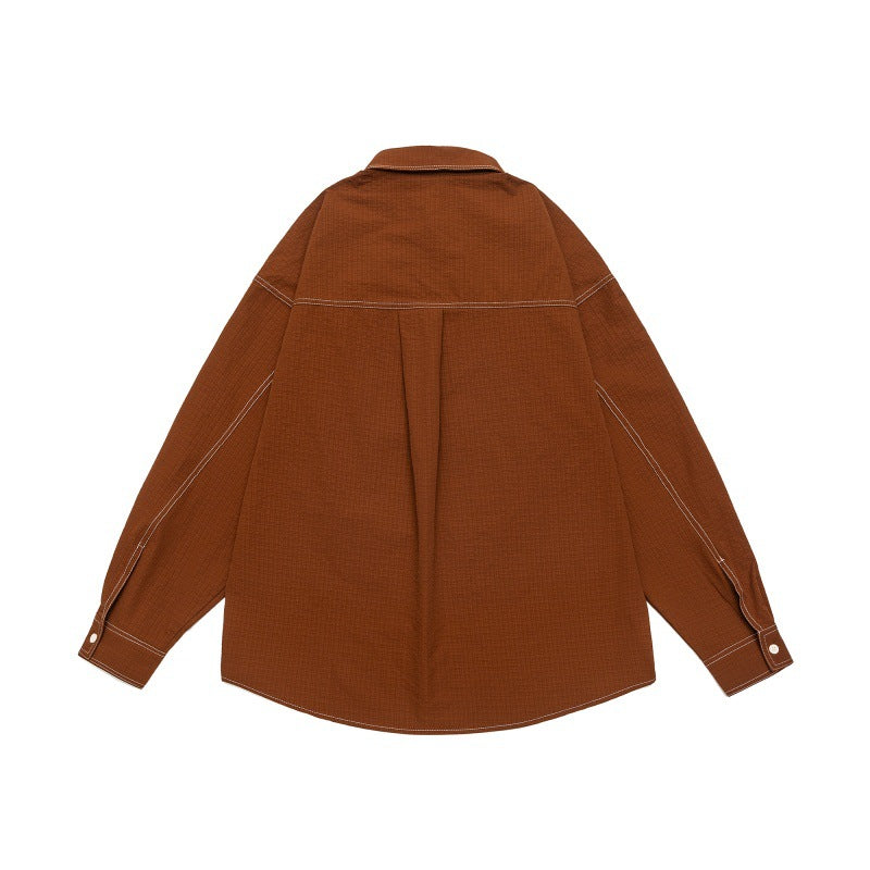 UNIKCOSA NoirFit Color Blocking PocketEmbroidery Shirt 💫