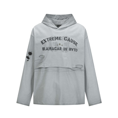 UNIKCOSA RetroMuse Distressed Letter Print Hoodie 💫