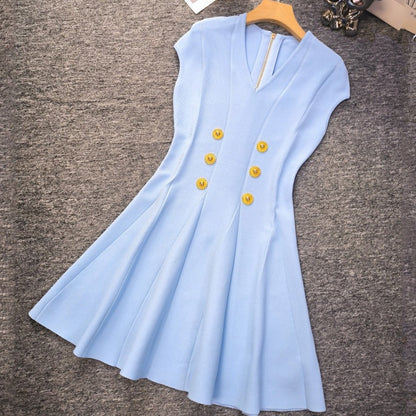 UNIKCOSA Velora Raglan Sleeves V Neck Zippered Knit Dress 💫