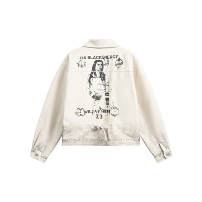 UNIKCOSA RetroMuse Washed TieDye Jacket For Couples Casual💫