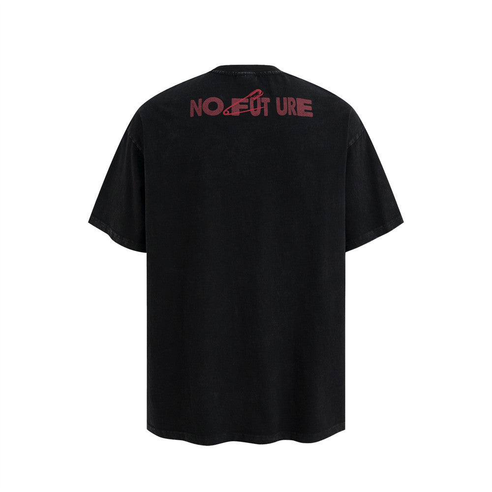 UNIKCOSA UrbanSoul Letter Print Washed Short Sleeve Tee 💫