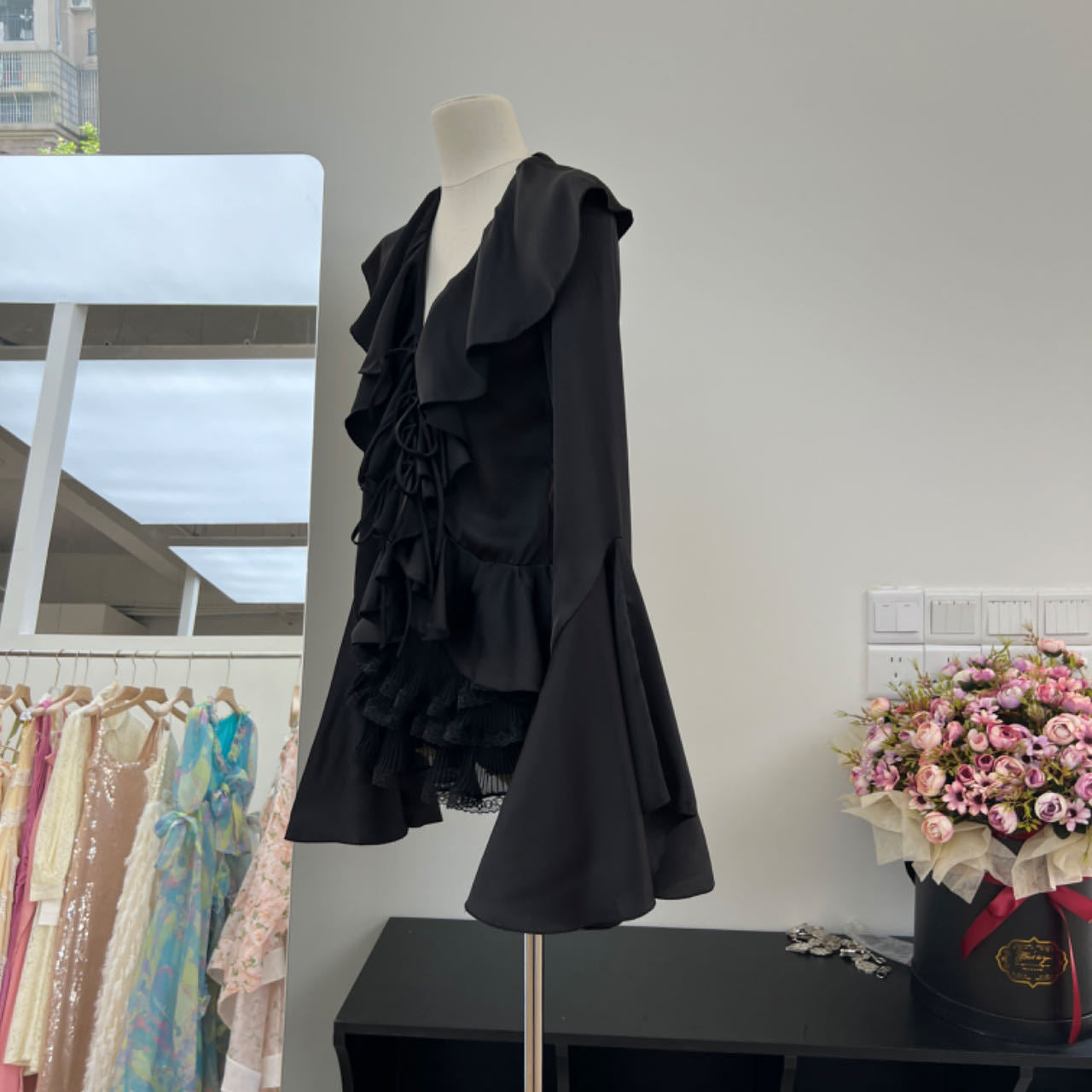 UNIKCOSA Velora Satin Shirt And Lace Skirt Set Autumn 💫