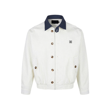 UNIKCOSA Velora Notched Collar Plaid Color Block Jacket 💫