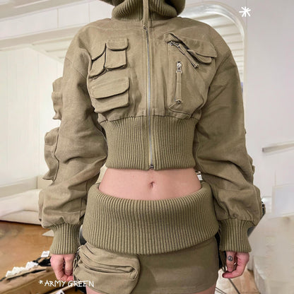 UNIKCOSA LuxeEase Two-Piece Set Crop Top Miniskirt 💫