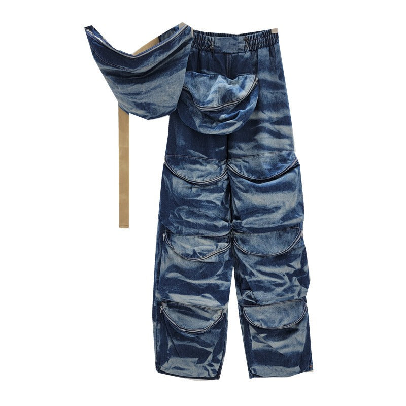 UNIKCOSA RetroBlast Distressed Denim Jeans & Suspender Top Set for Women 🔷