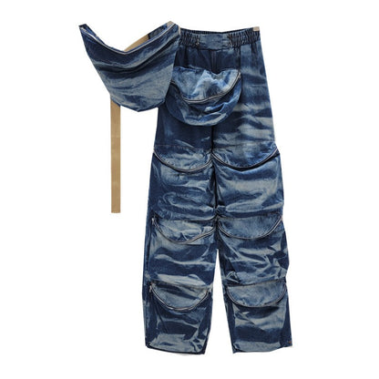 UNIKCOSA RetroBlast Distressed Denim Jeans & Suspender Top Set for Women 🔷
