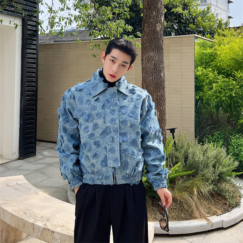 UNIKCOSA UrbanSoul Denim Jacket Plus Size Jacquard Lapel 💫