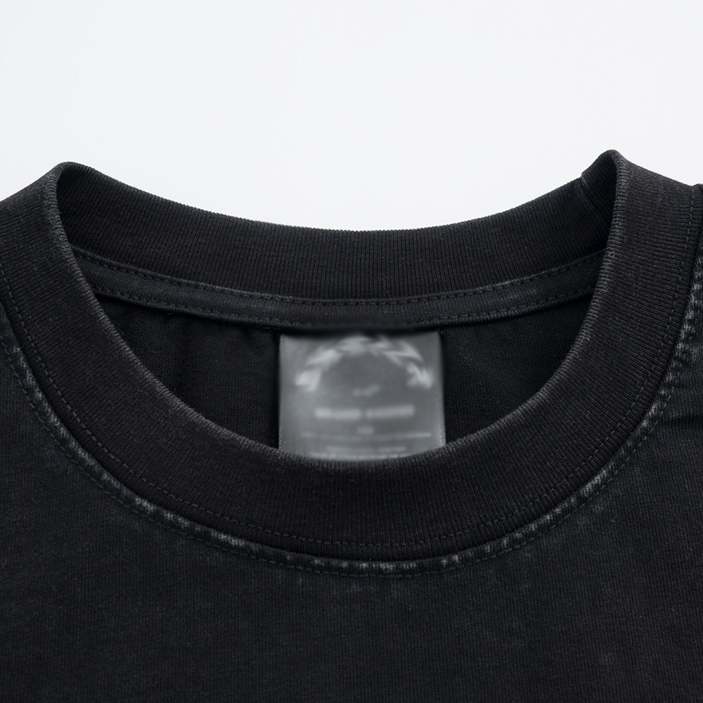 UNIKCOSA UrbanSoul Letter Print Washed Short Sleeve Tee 💫