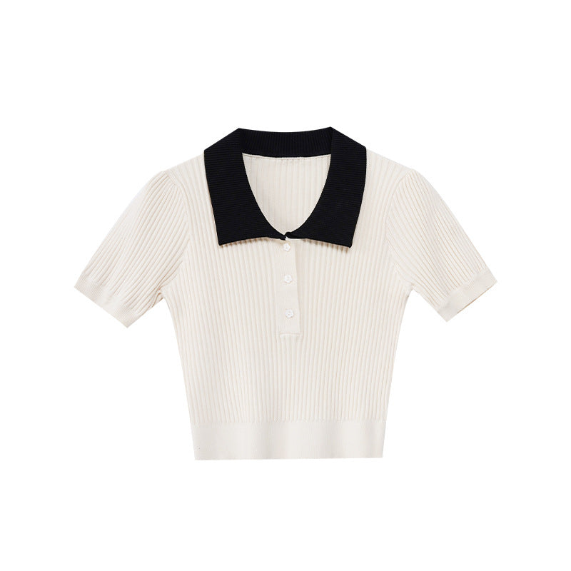 UNIKCOSA Velora Collar Short Sleeve Knit Sweater 💫