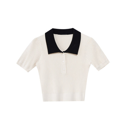 UNIKCOSA Velora Collar Short Sleeve Knit Sweater 💫